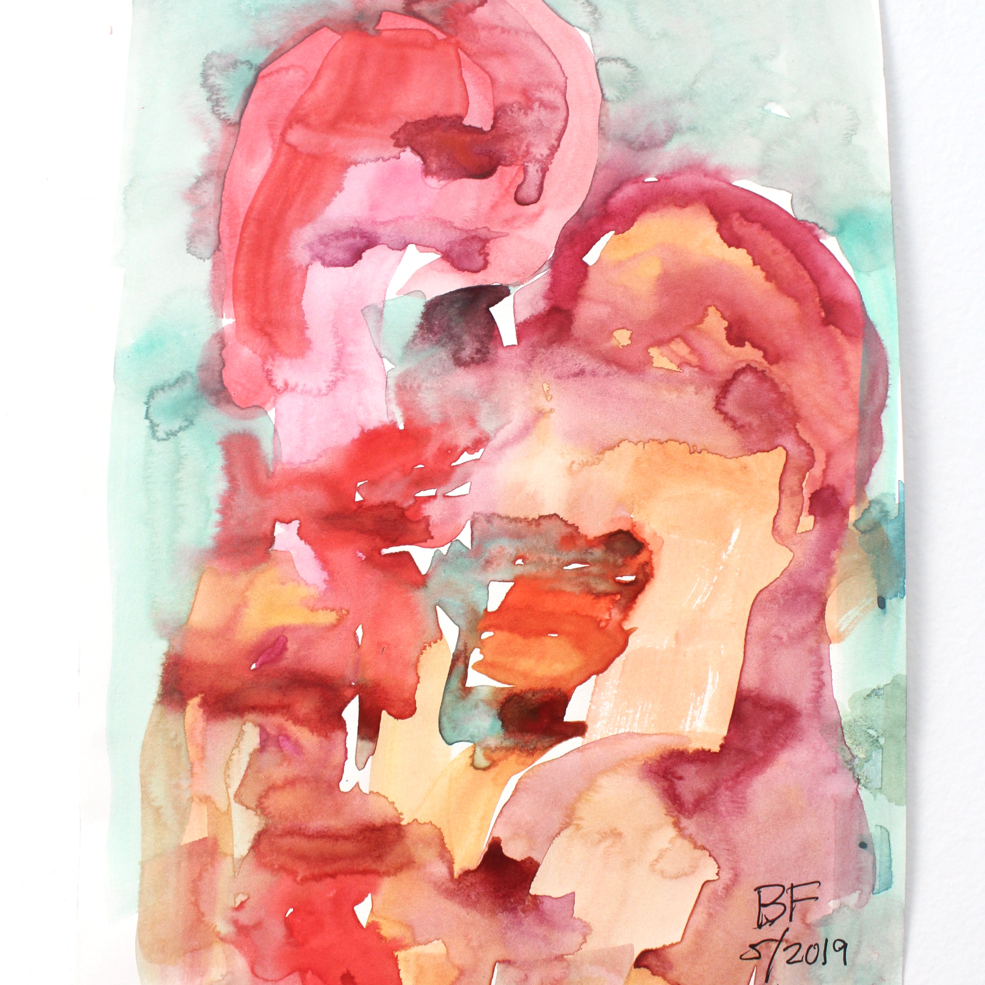 Abstract figurative watercolor work on paper by Brad Fisher. Represented by Tuleste Factory, a collectible design and fine art gallery in Chelsea, New York City.