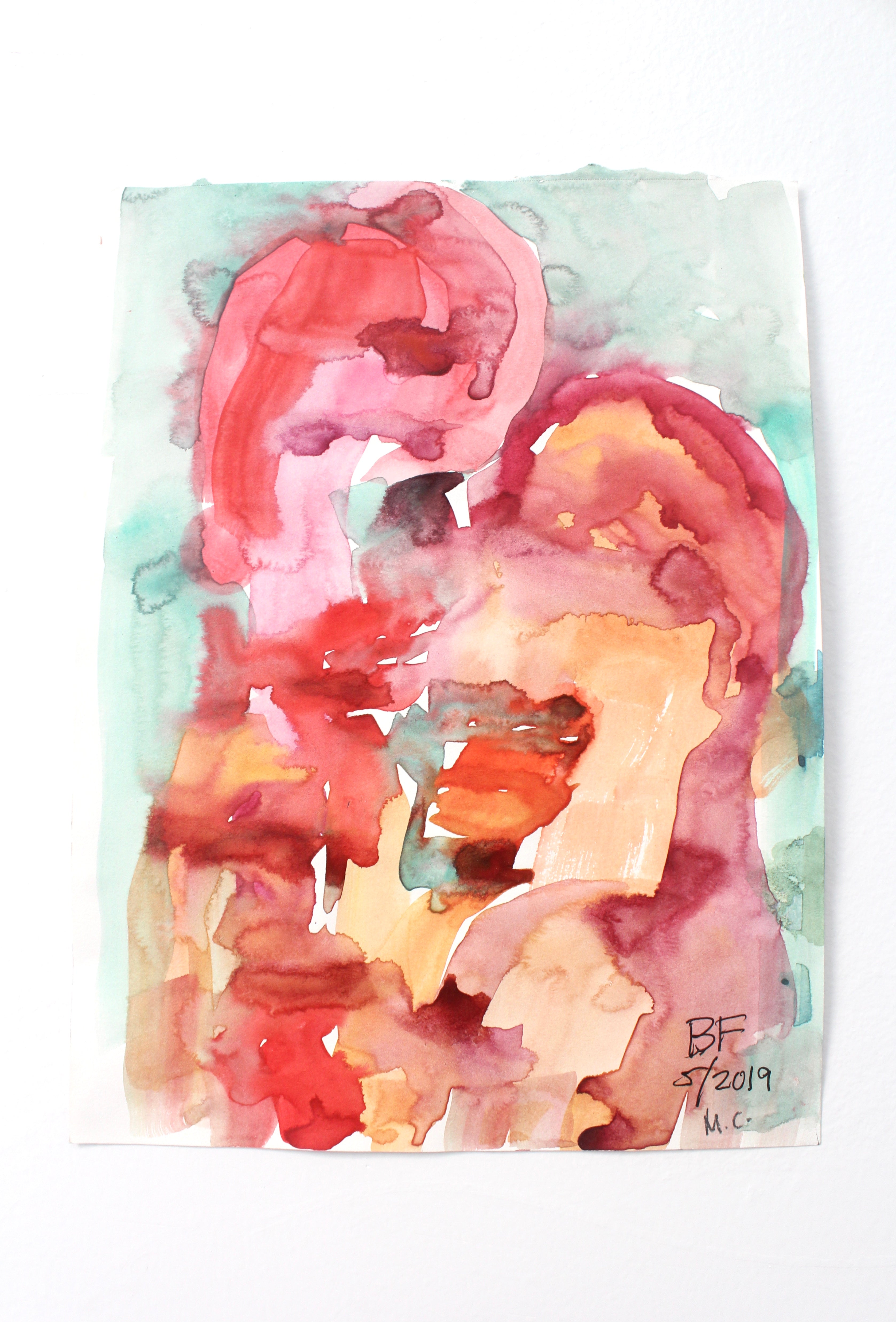 Abstract figurative watercolor work on paper by Brad Fisher. Represented by Tuleste Factory, a collectible design and fine art gallery in Chelsea, New York City.