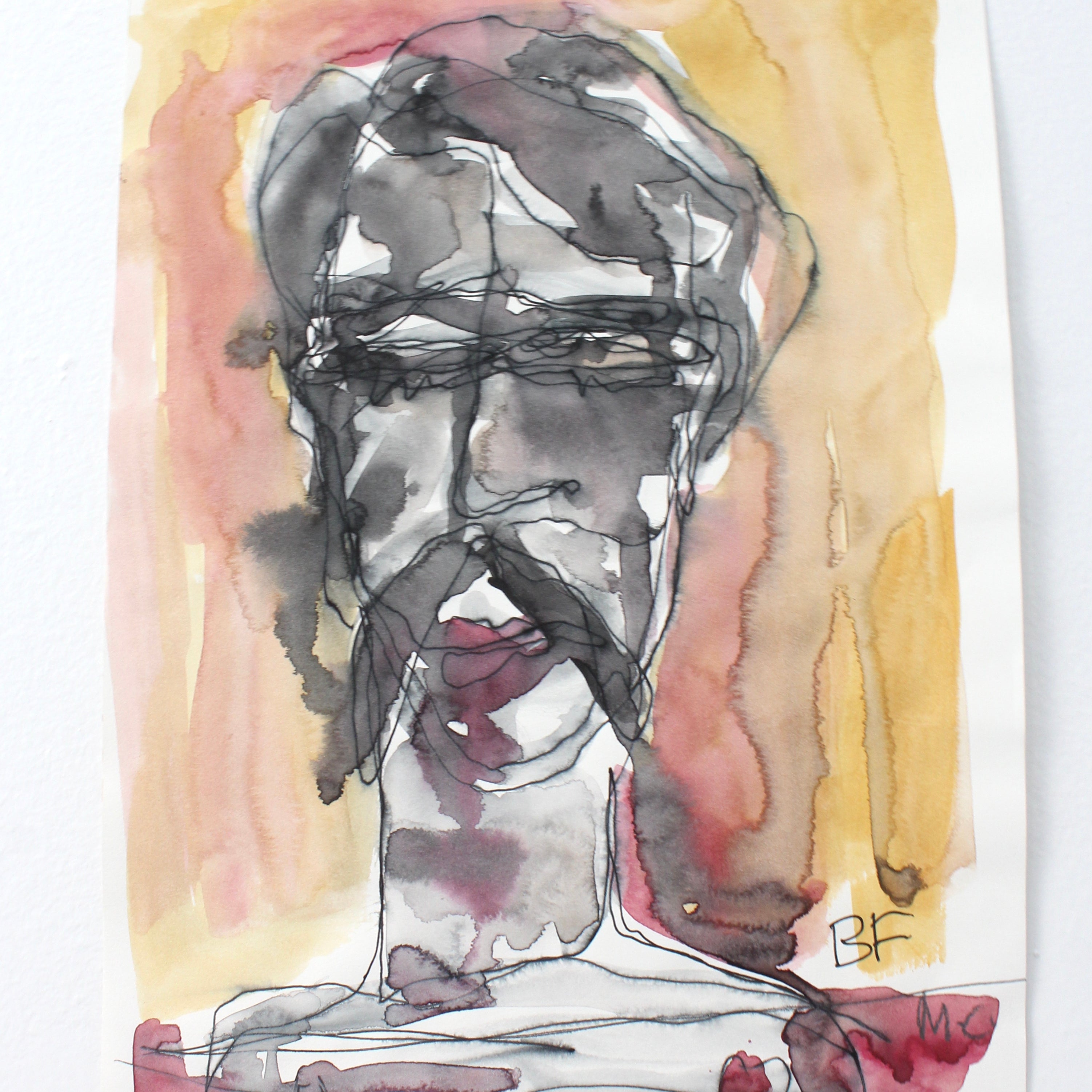 Abstract figurative watercolor work on paper by Brad Fisher. Represented by Tuleste Factory, a collectible design and fine art gallery in Chelsea, New York City.