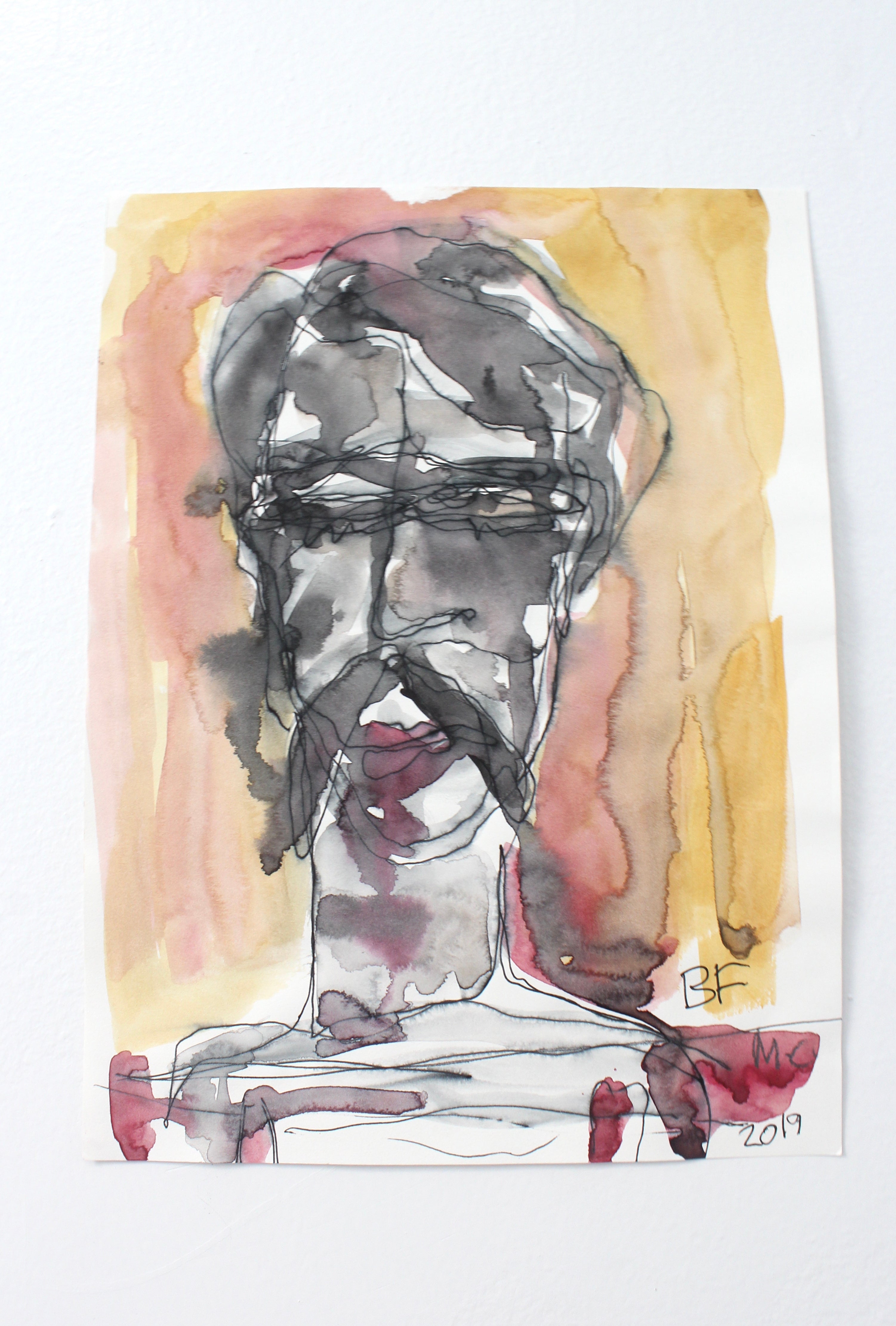 Abstract figurative watercolor work on paper by Brad Fisher. Represented by Tuleste Factory, a collectible design and fine art gallery in Chelsea, New York City.