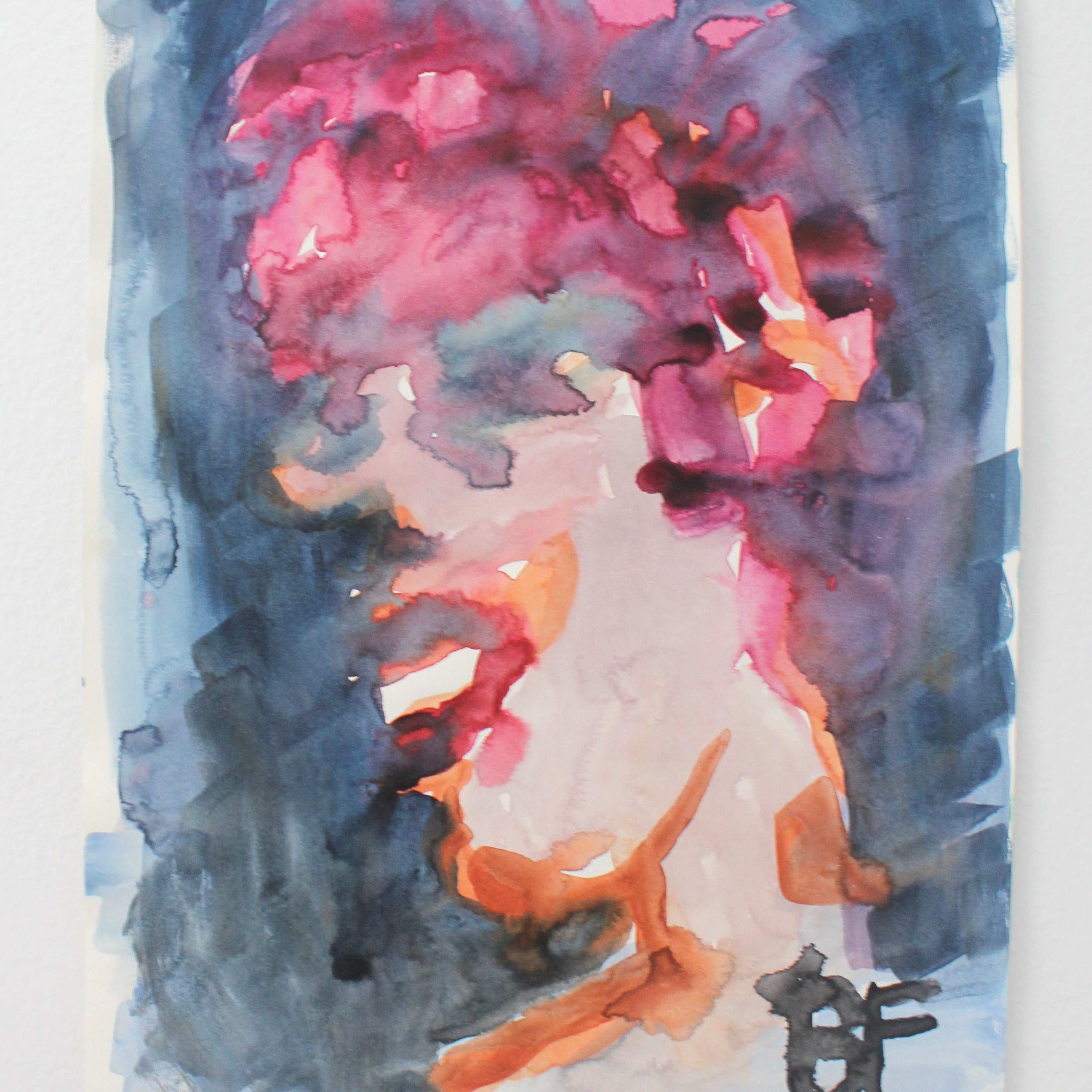 Abstract figurative watercolor work on paper by Brad Fisher. Represented by Tuleste Factory, a collectible design and fine art gallery in Chelsea, New York City.