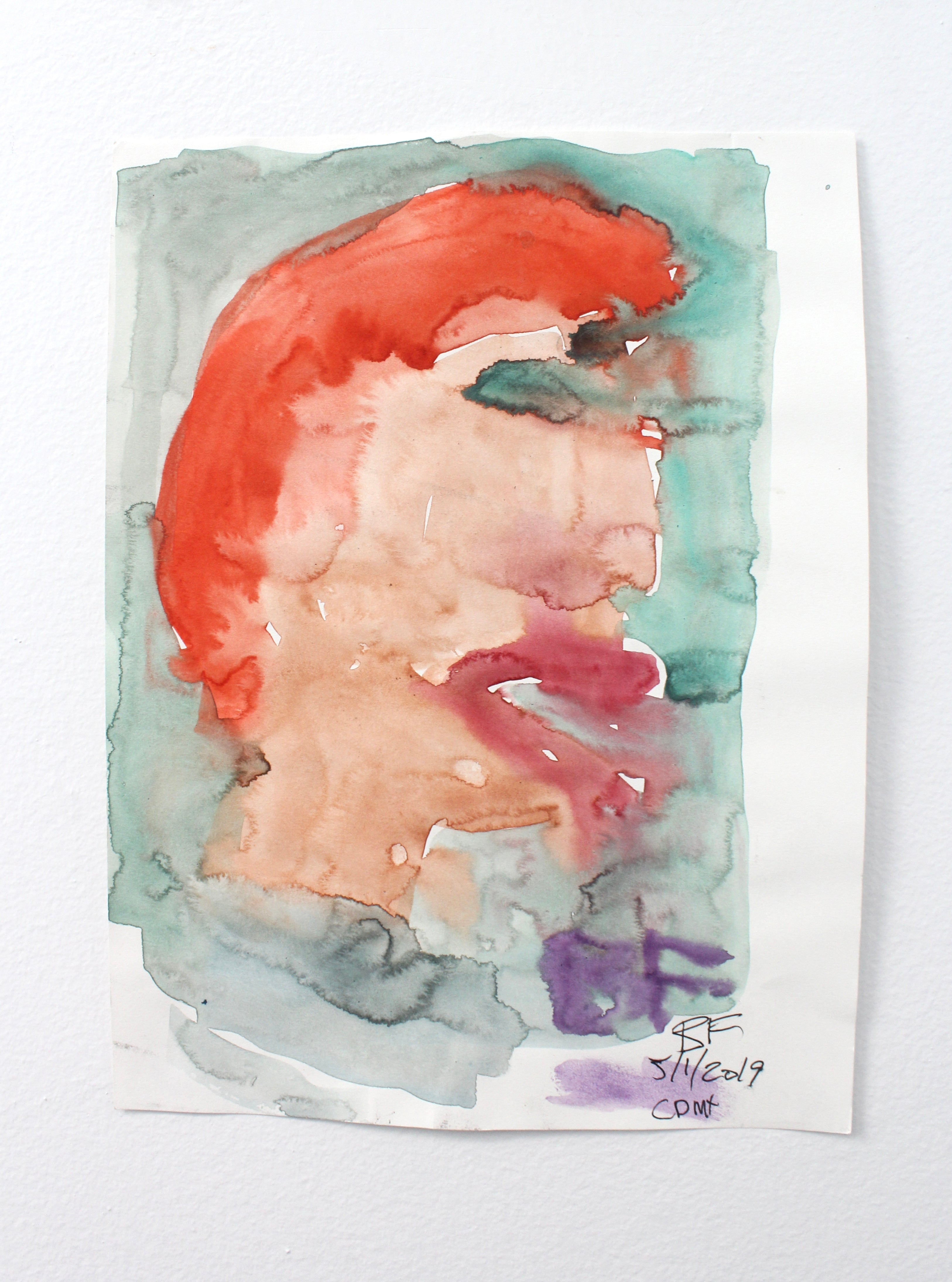 Abstract figurative watercolor work on paper by Brad Fisher. Represented by Tuleste Factory, a collectible design and fine art gallery in Chelsea, New York City.