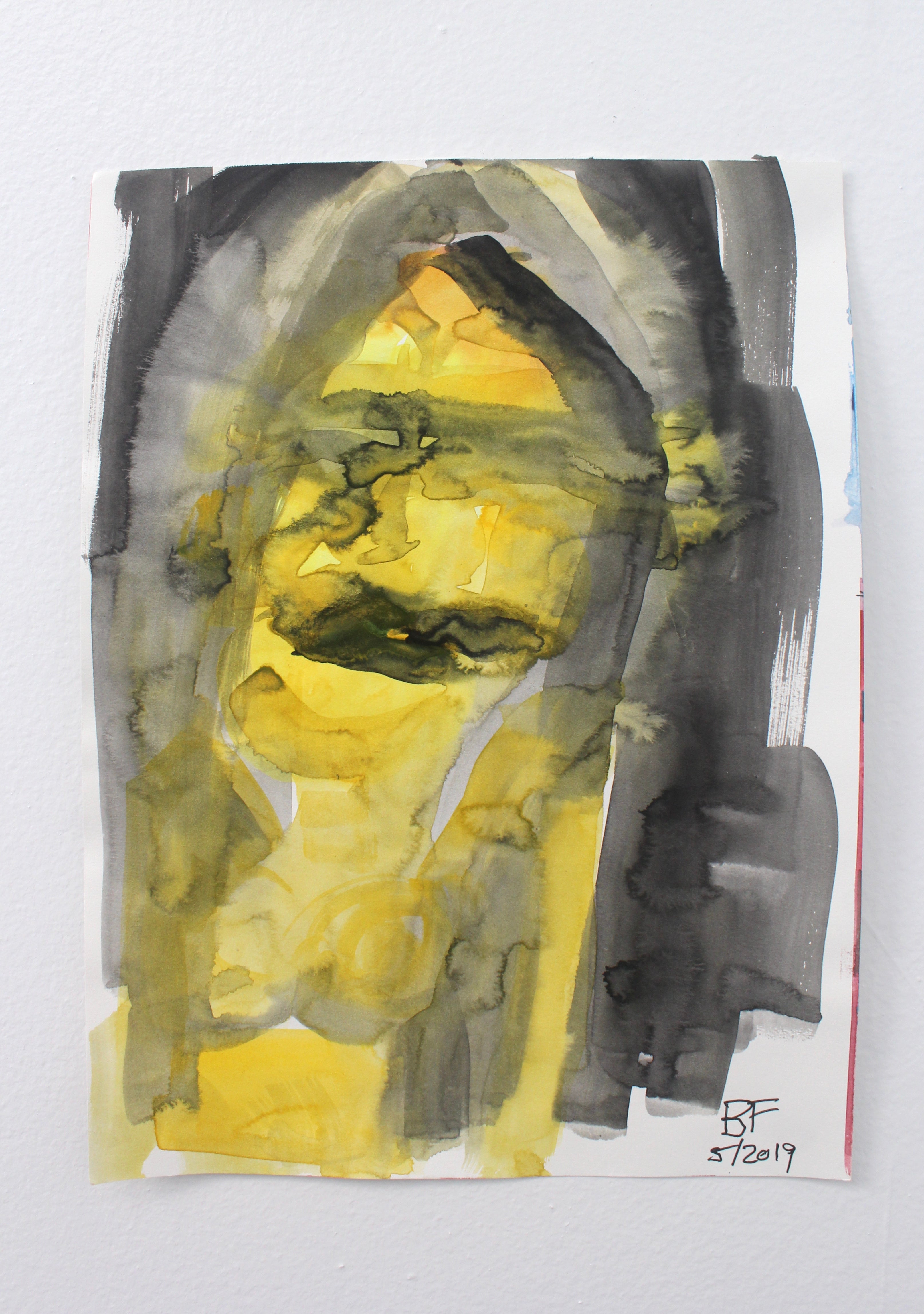 Abstract figurative watercolor work on paper by Brad Fisher. Represented by Tuleste Factory, a collectible design and fine art gallery in Chelsea, New York City.