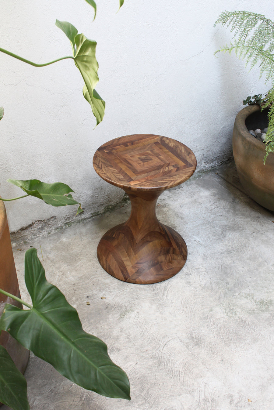 Contemporary handcrafted wood stool design by furniture designer Maria Beckmann. Represented by Tuleste Factory, a contemporary design gallery, in New York City.  