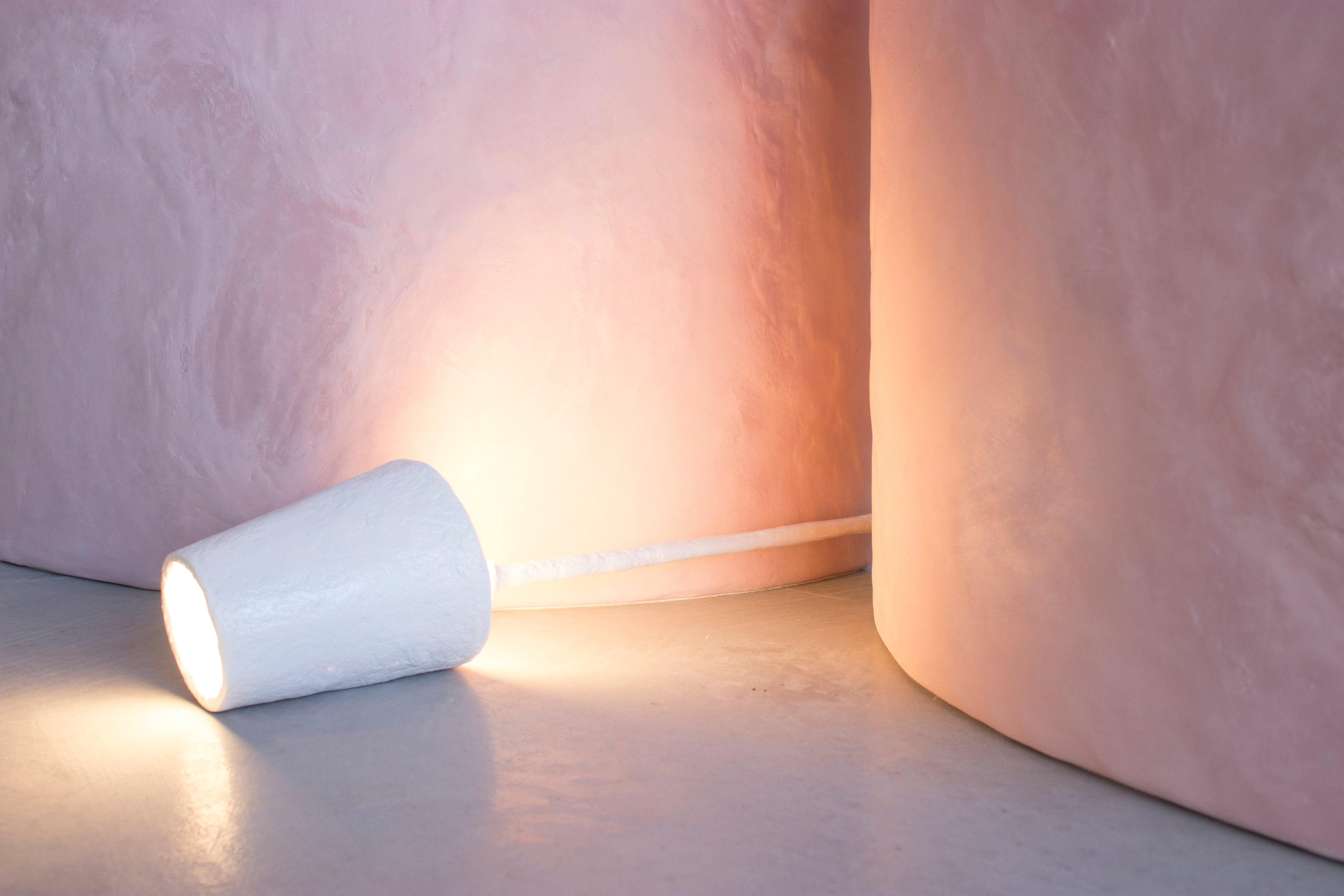 Pink Console made from Cement by designer Bailey Fontaine. Represented by Tuleste Factory, a design showroom in Chelsea.