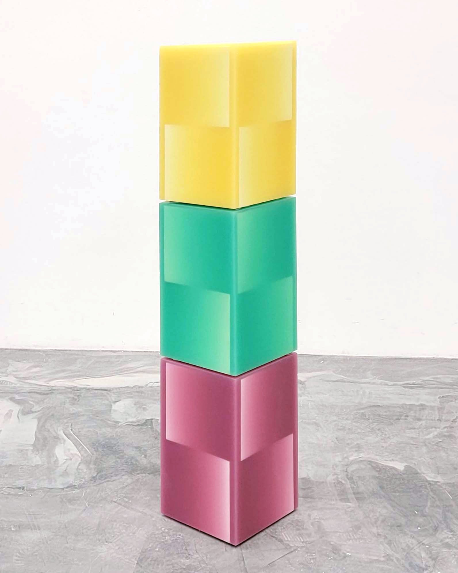 Resin furniture design, stool and side table as sculpture by Facture Studio. Represented by Tuleste Factory in New York City.