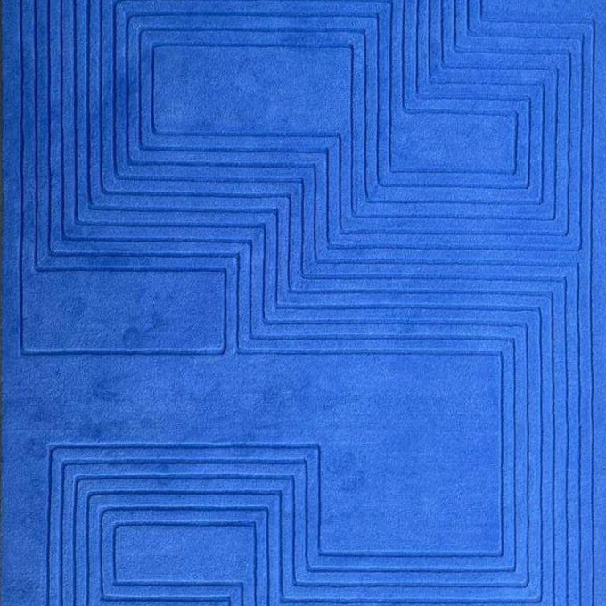 Maze Relief Rug by JT Pfeiffer. Crafted in Nepal. Represented by Tuleste Factory, an art & design gallery in New York.