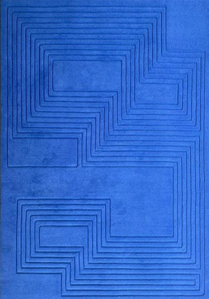 Maze Relief Rug by JT Pfeiffer. Crafted in Nepal. Represented by Tuleste Factory, an art & design gallery in New York.