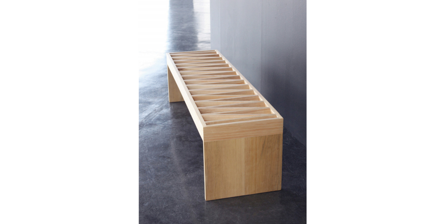 Contemporary bench design by Maria Beckmann made from Solid Pine. Available at Tuleste Factory.