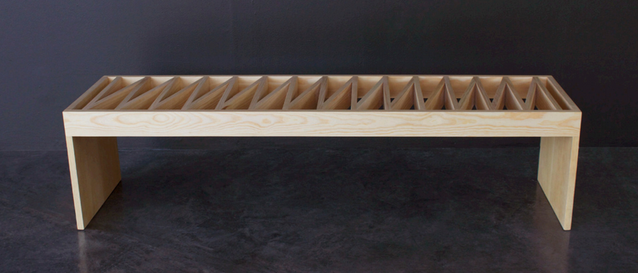 Contemporary bench design by Maria Beckmann made from Solid Pine.