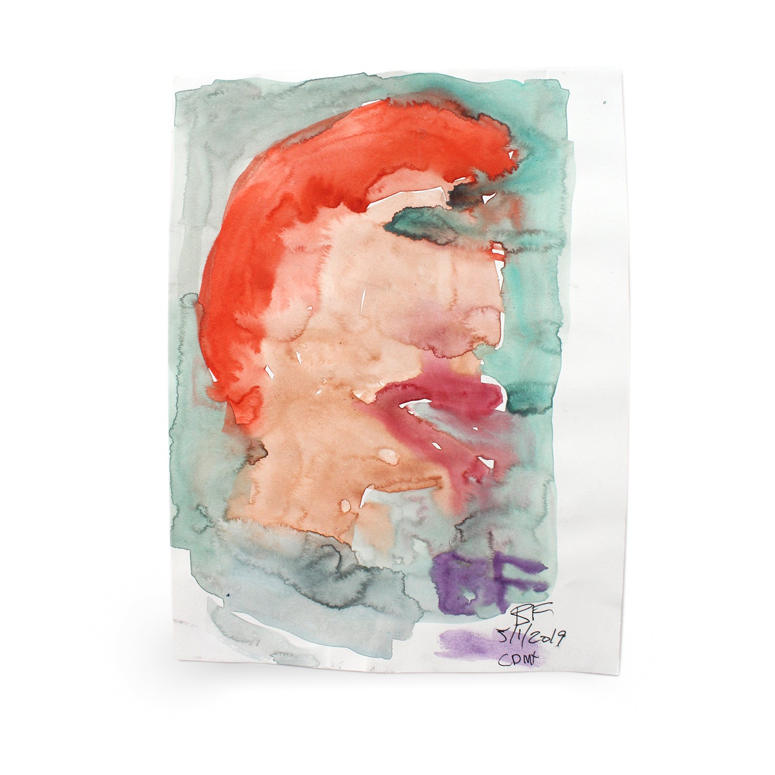 Abstract figurative watercolor work on paper by Brad Fisher. Represented by Tuleste Factory, a collectible design and fine art gallery in Chelsea, New York City.