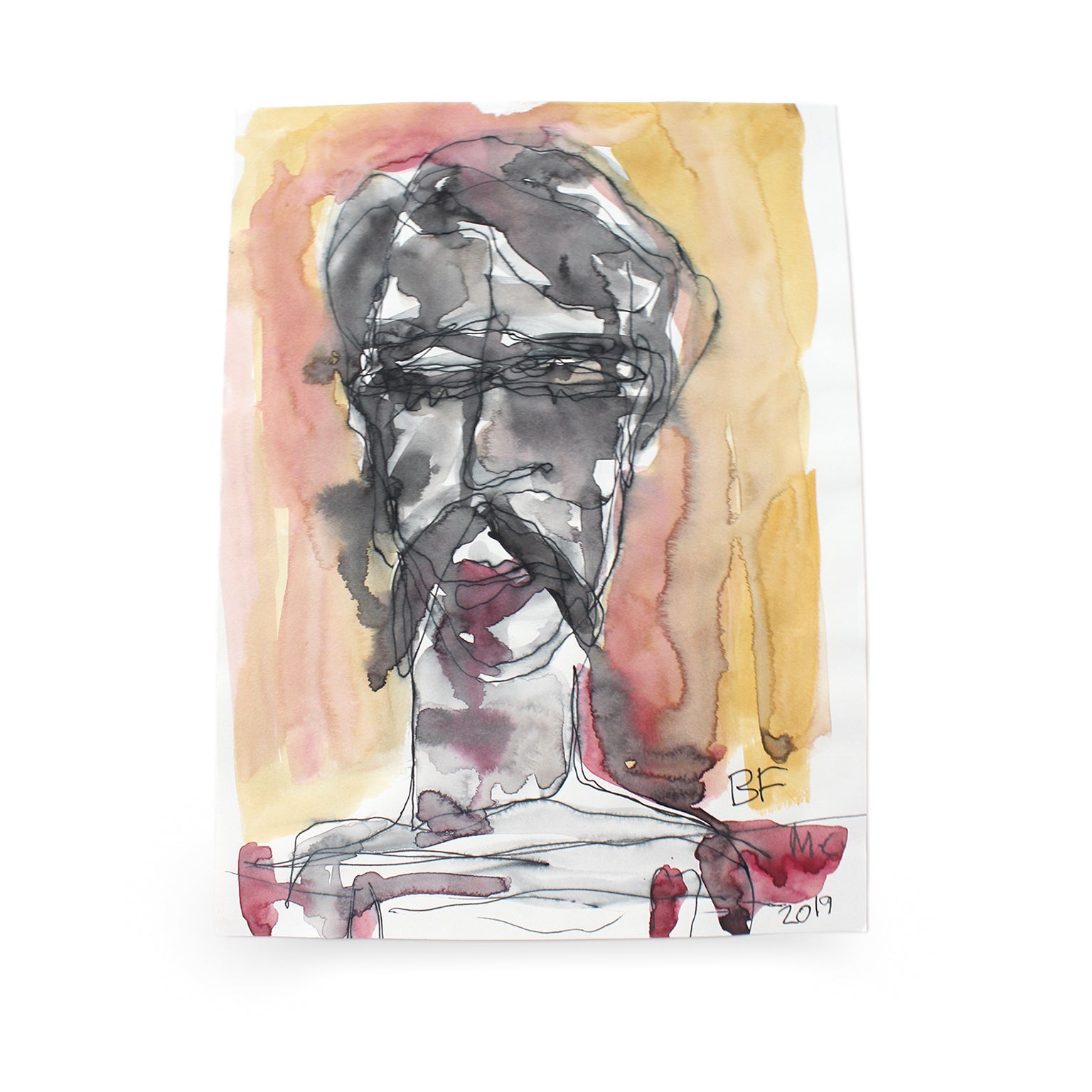 Abstract figurative watercolor work on paper by Brad Fisher. Represented by Tuleste Factory, a collectible design and fine art gallery in Chelsea, New York City.