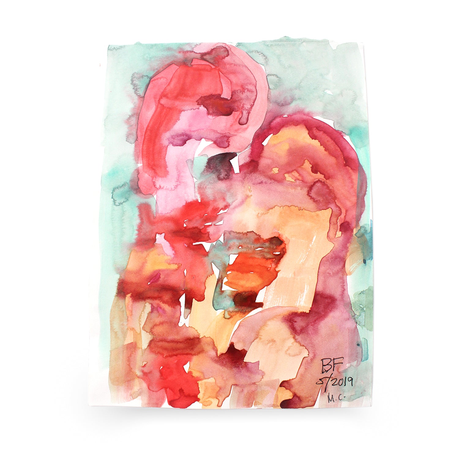 Abstract figurative watercolor work on paper by Brad Fisher. Represented by Tuleste Factory, a collectible design and fine art gallery in Chelsea, New York City.