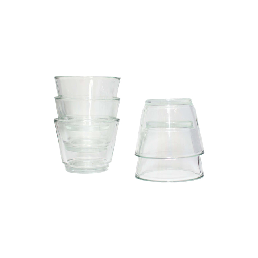 Set of 5 clear glass cups for liquor. Perfect for your liquor cart. 
