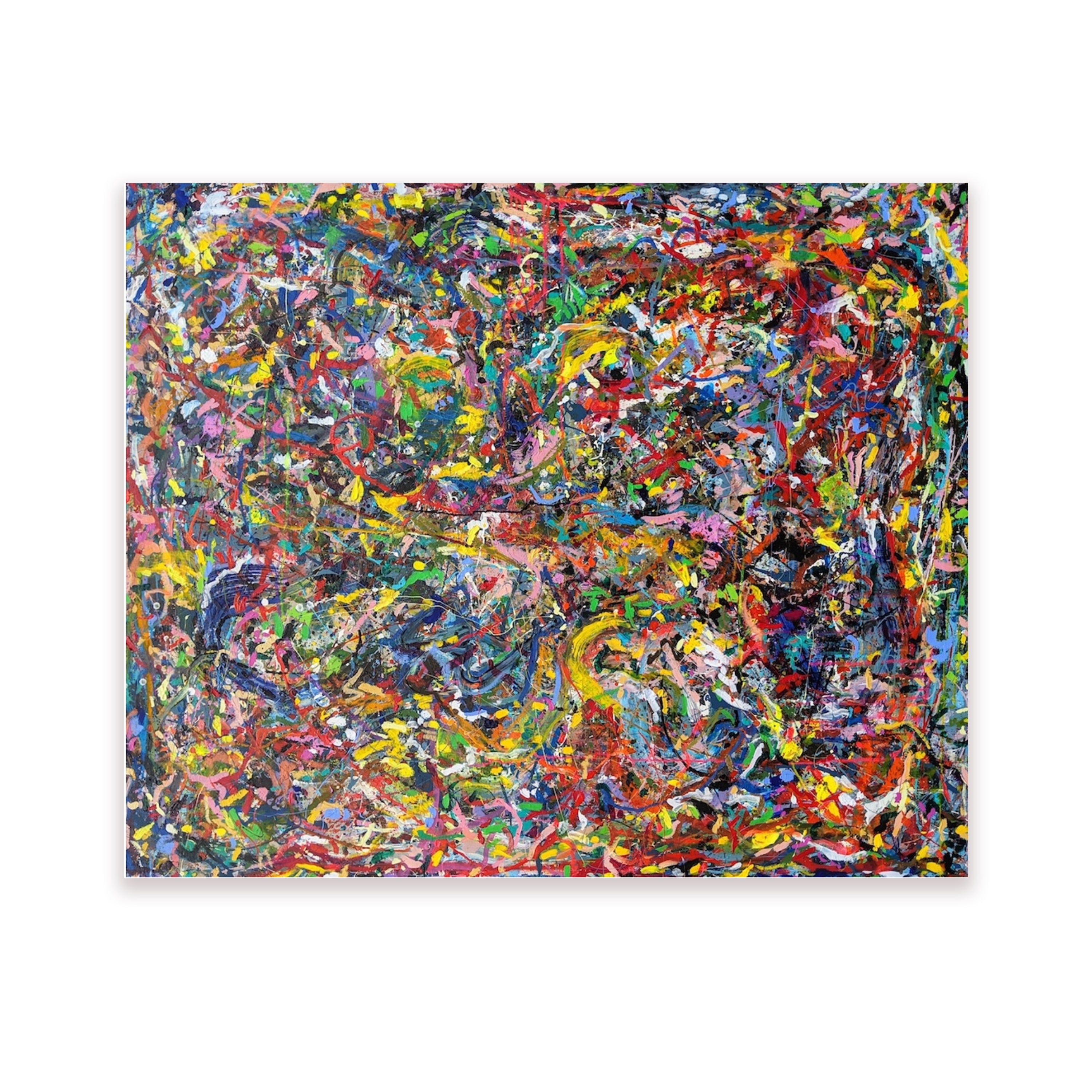 Multicolor, textured abstract paitning by artist Joseph Conrad Ferm. Represented by fine art gallery Tuleste Factory in New York City.