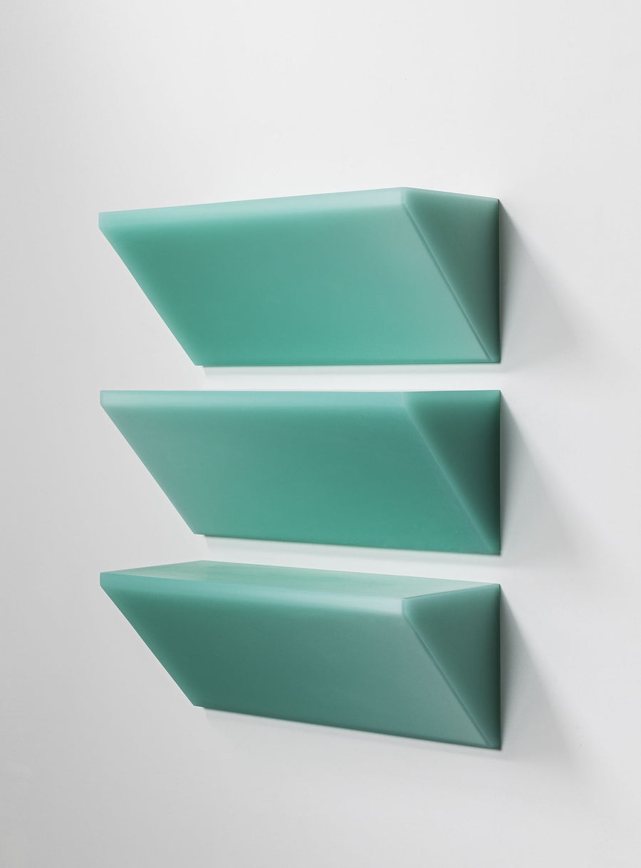 Resin furniture design, set of shelves as sculpture. A statement collectible design piece by Facture Studio. Represented by Tuleste Factory in New York City.