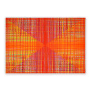 Orange and yellow abstract drip painting by New York Artist Jon James. Represented by art gallery Tuleste Factory in Chelsea, NYC.