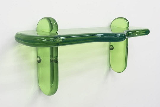 Unique contemporary transparent resin shelving console by artist Ian Alistair Cochran. Available through collectible design gallery Tuleste Factory in Chelsea, NYC.