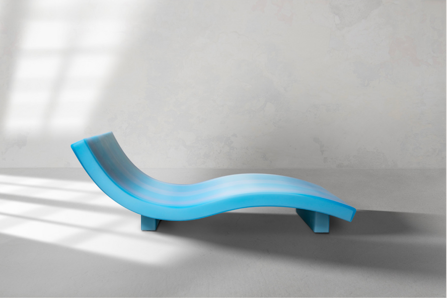 Resin furniture design, chaise lounge as sculpture by Facture Studio. Represented by Tuleste Factory in New York City.
