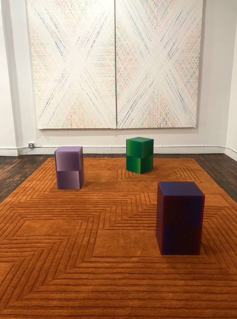Luxury handcrafted relief rug by designer JT. Pfeiffer. Represented by design gallery Tuleste Factory in New York City.