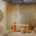 The resin desk features a matte exterior in a warm hue. Represented by Tuleste Factory at Design Miami 2021