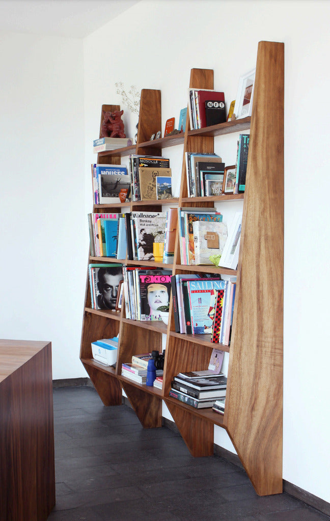Handcrafted bookshelf design by Maria Beckmann. Represented by Tuleste Factory, a unique art gallery in New York City.