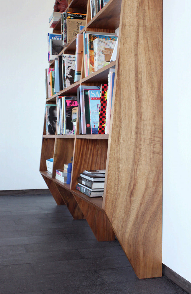 Handcrafted bookshelf design by Maria Beckmann. Represented by Tuleste Factory, a unique art gallery in New York City.