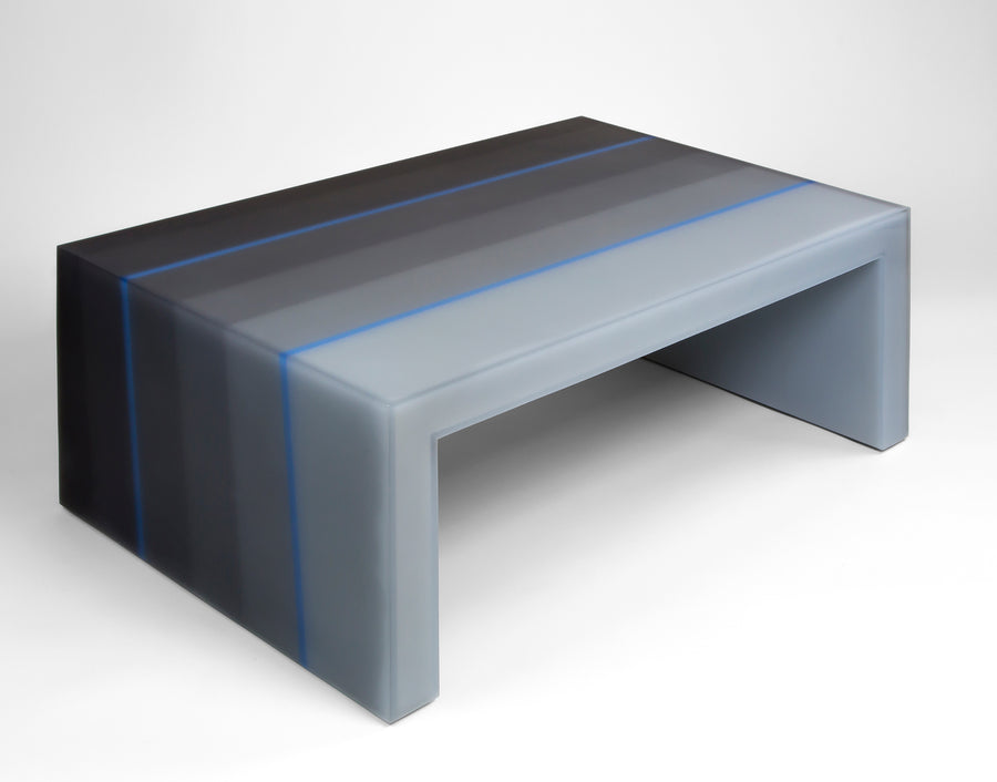 Resin furniture design, coffee table as sculpture by Facture Studio. Represented by Tuleste Factory in New York City.