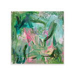 Mint, green, teal, and Pink gesturally abstract painting by Connecticut artist Joseph Conrad-Ferm. Represented by art gallery Tuleste Factory in New York City.