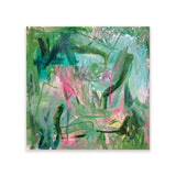 Mint, green, teal, and Pink gesturally abstract painting by Connecticut artist Joseph Conrad-Ferm. Represented by art gallery Tuleste Factory in New York City.