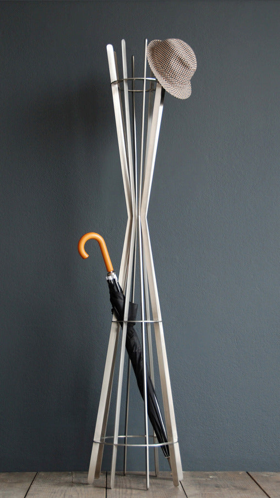 Core Coat Rack is a contemporary coat stand design by Maria Beckmann. Represented by Tuleste Factory, a unique art gallery in New York City.
