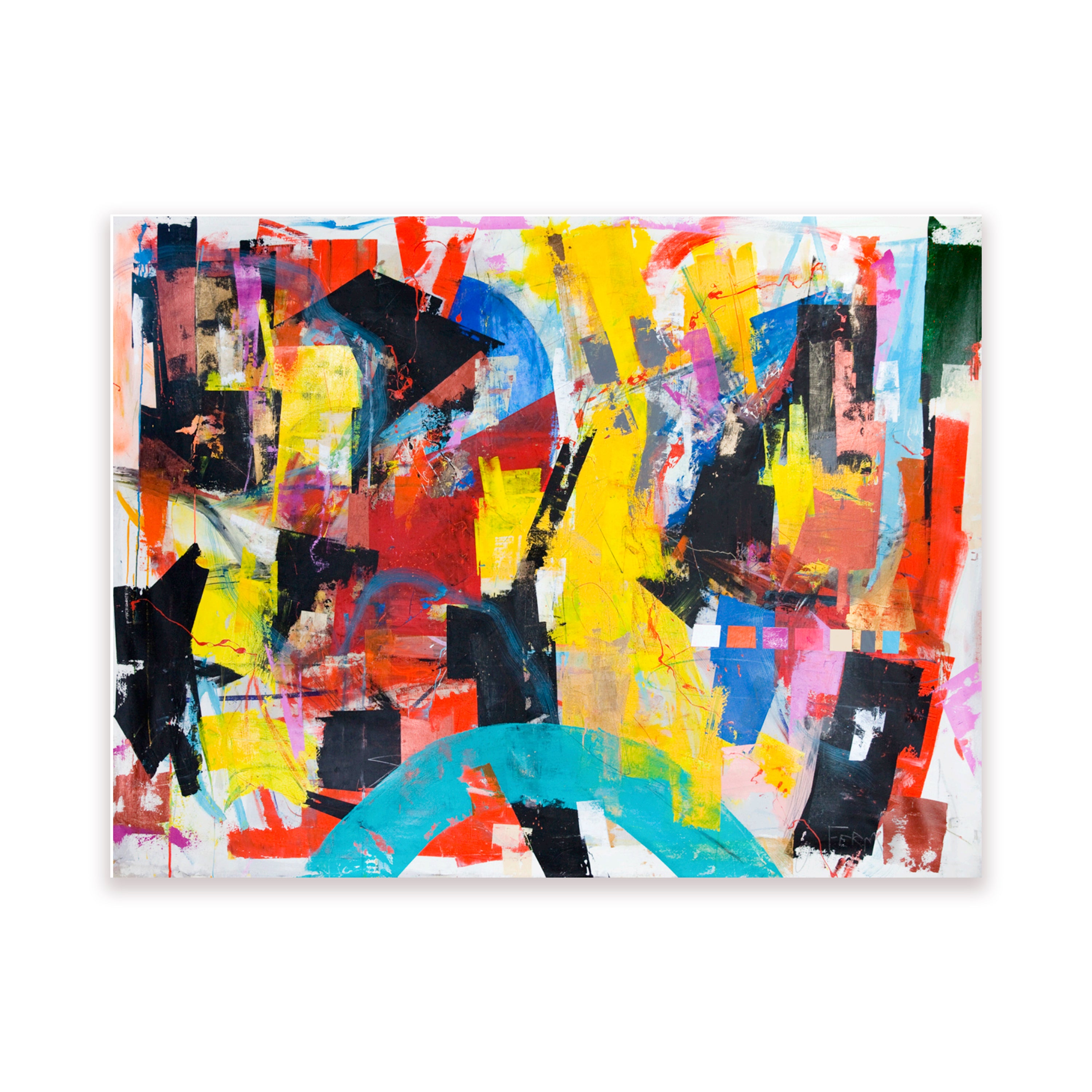 Colorful abstract painting by American artist Joseph Conrad-Ferm. Represented by Tuleste Factory in New York City.