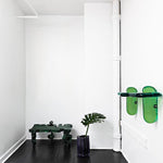 Unique contemporary transparent resin shelving console by artist Ian Alistair Cochran. Available through collectible design gallery Tuleste Factory in Chelsea, NYC.
