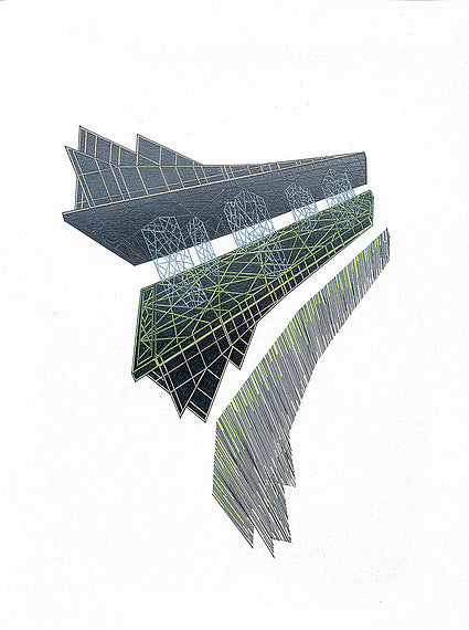 Graphite and colored pencil work on paper by artist John Anderson. Represented by Tuleste Factory, an art & design gallery in Chelsea, New York city.