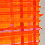 Close up detail shot of orange and yellow abstract drip painting by New York Artist Jon James. Represented by art gallery Tuleste Factory in Chelsea, NYC.